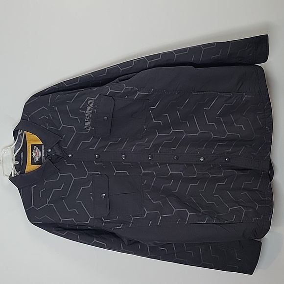Harley Davidson Snap Front Shirt Jacket Men's size 3XL Gray Black - Picture 1 of 12